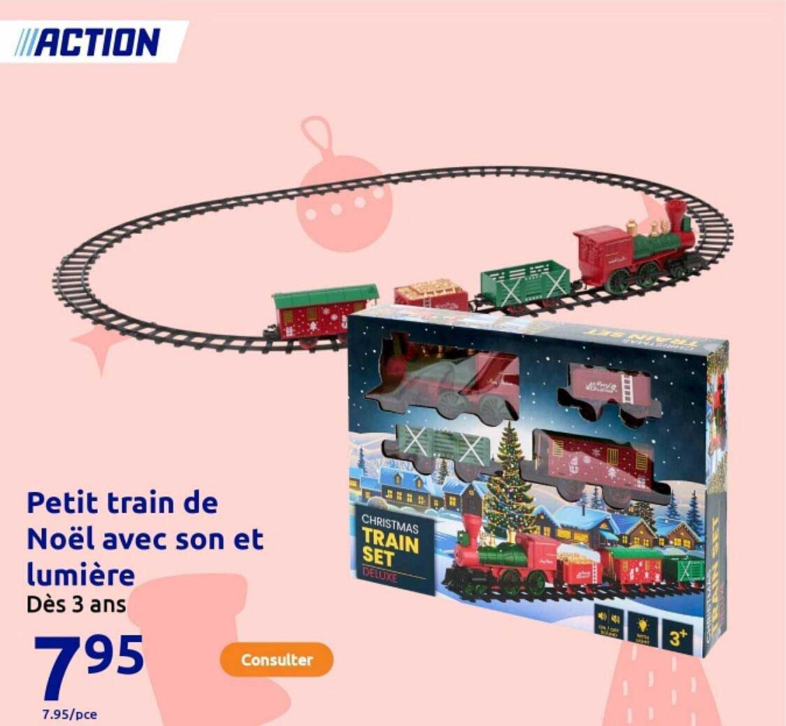 Petit train de Noël avec son et lumière