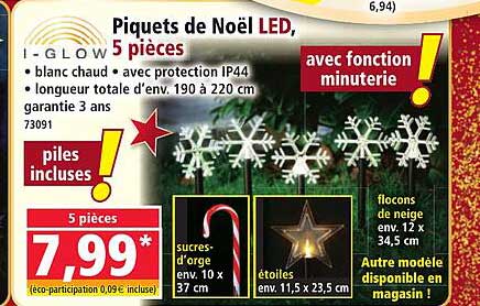 Piquets de Noël LED, 5 pièces
