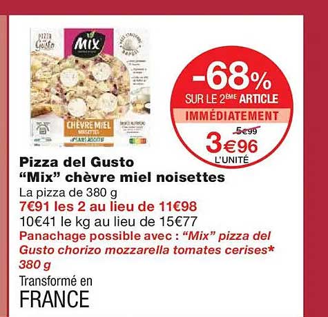 Pizza del Gusto “Mix” chèvre miel noisettes