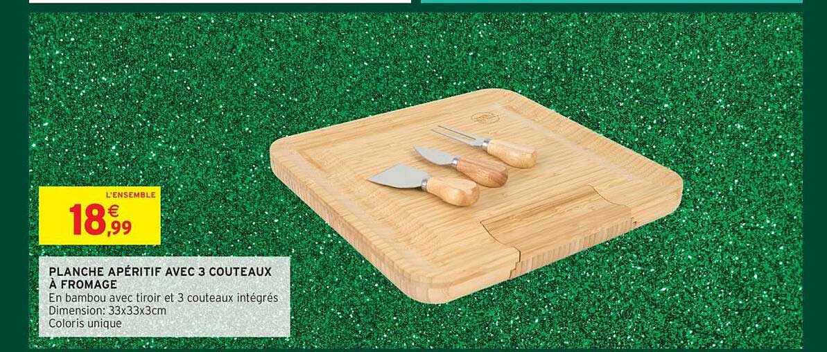 PLANCHA APÉRITIF AVEC 3 COUTEAUX À FROMAGE