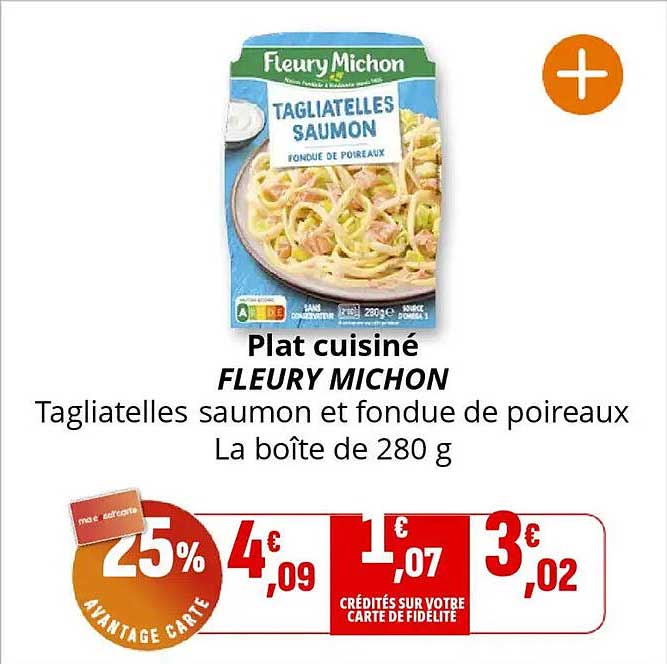 Plat cuisiné FLEURY MICHON Tagliatelles saumon et fondue de poireaux La boîte de 280 g