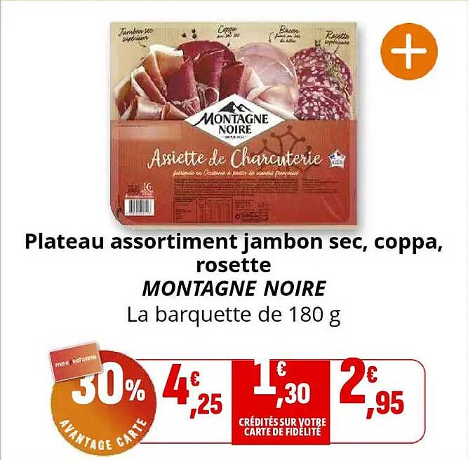Plateau assortiment jambon sec, coppa, rosette