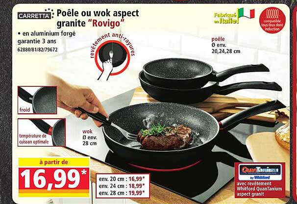 Poêle ou wok aspect granite "Rovigo"