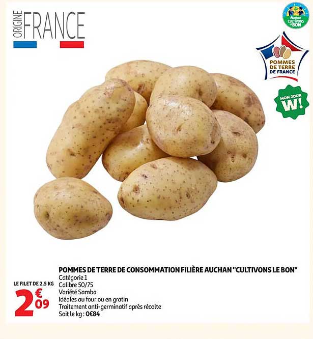 POMMES DE TERRE DE CONSOMMATION FILIÈRE AUCHAN 'CULTIVONS LE BON'