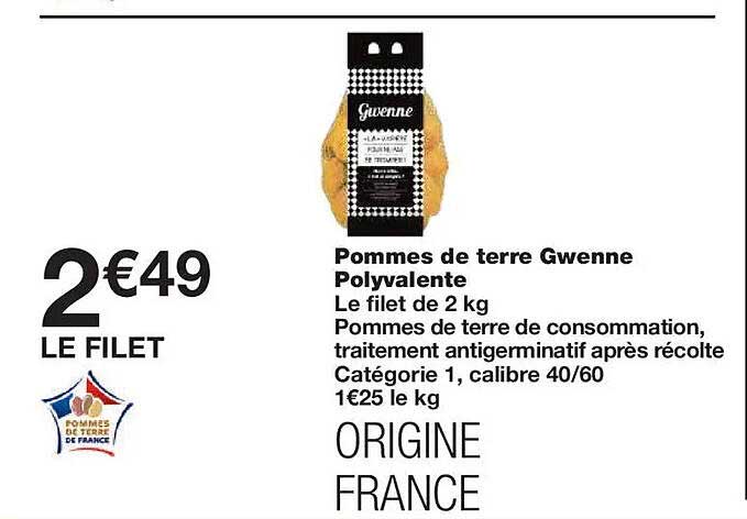 Pommes de terre Gwenne Polyvalente