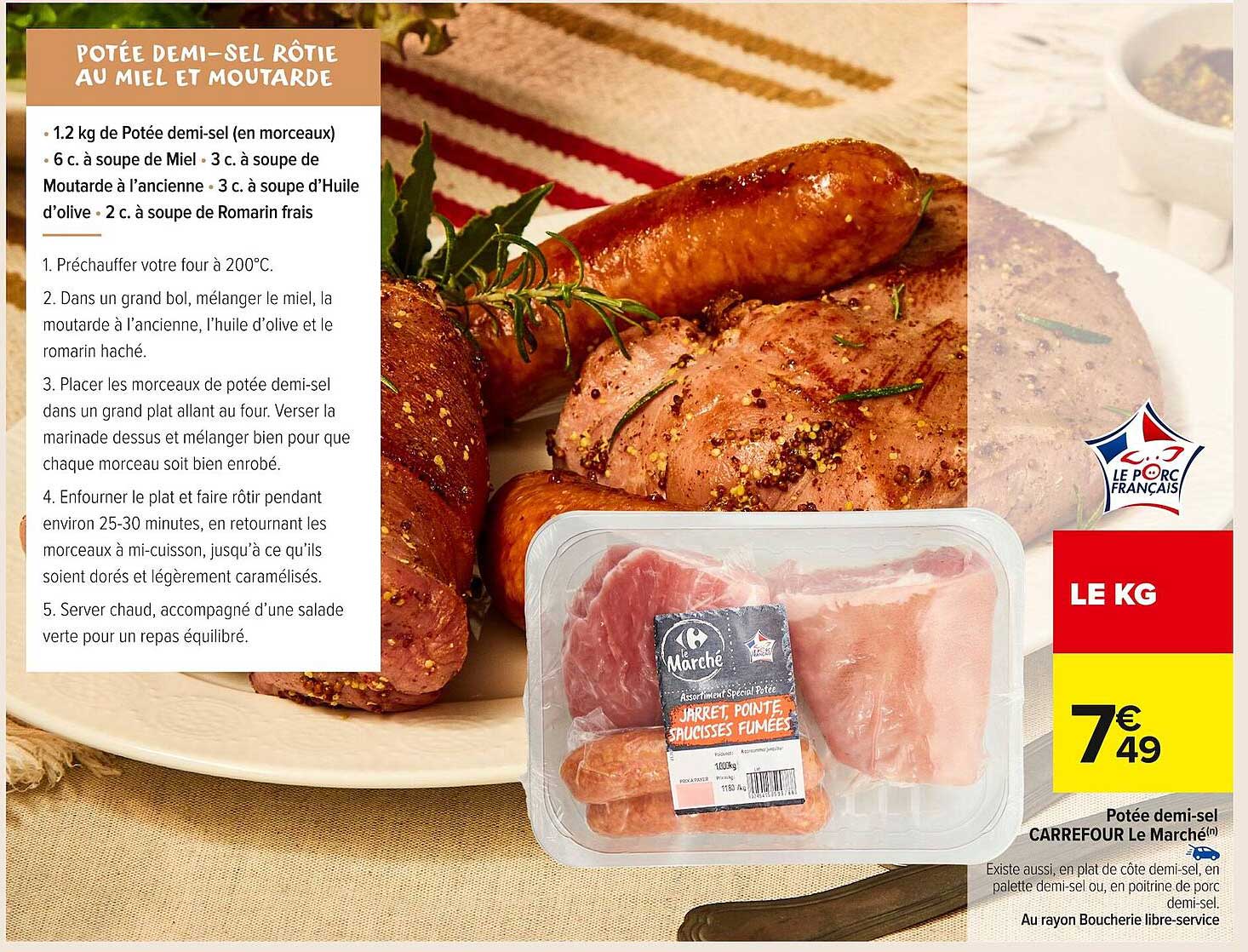 POTÉE DEMI-SEL RÔTIE AU MIEL ET MOUTARDE