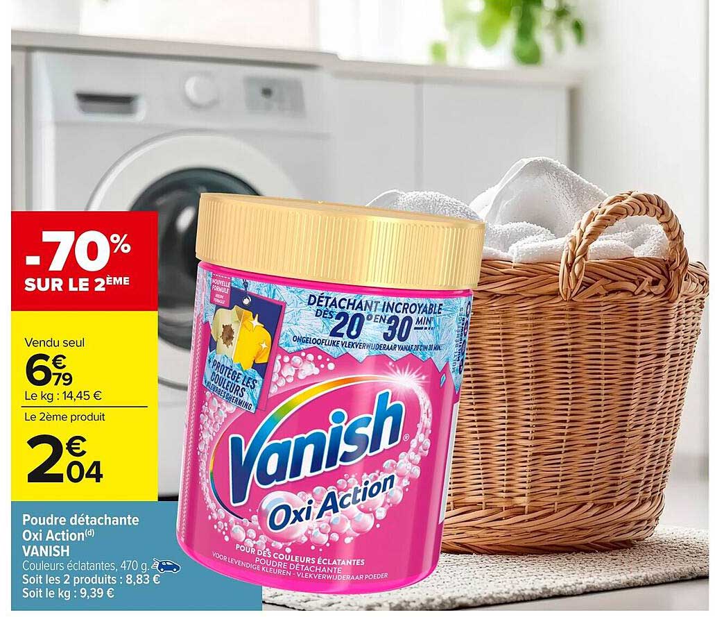 Poudre détachante Oxi Action Vanish -70% sur le 2ème