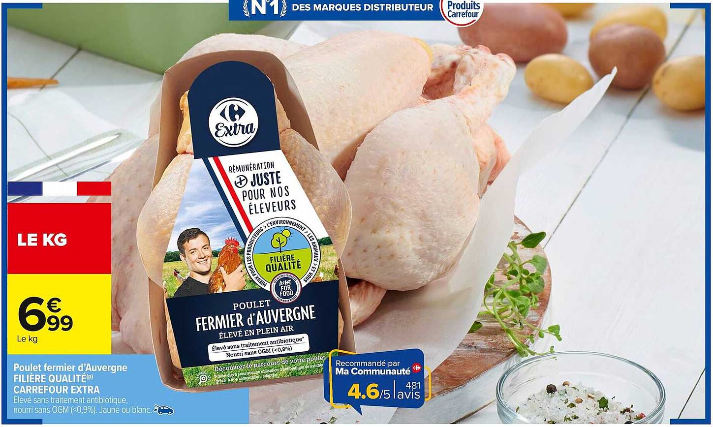 Poulet fermier d’Auvergne FILIÈRE QUALITÉ Carrefour Extra