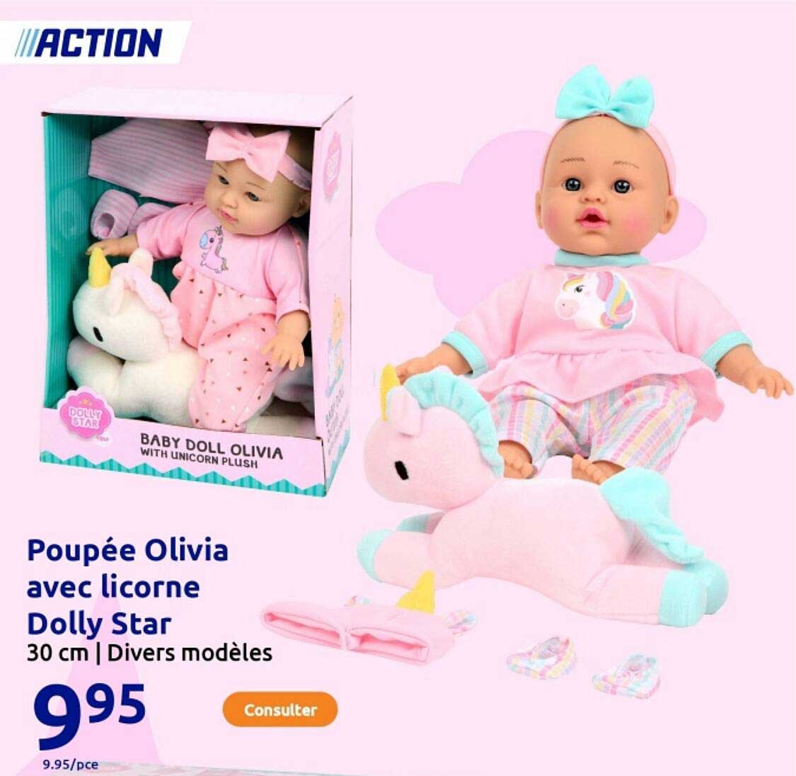 Poupée Olivia avec licorne Dolly Star