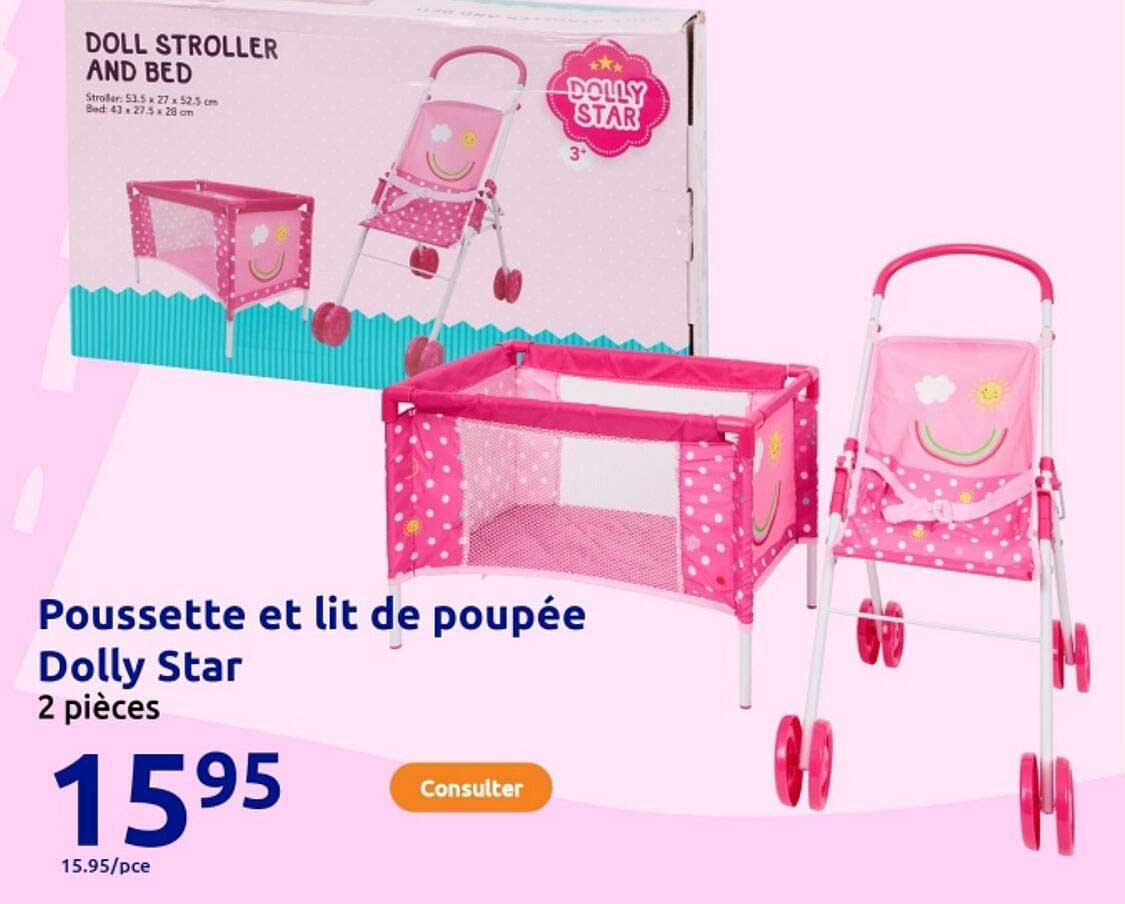 Poussette et lit de poupée Dolly Star