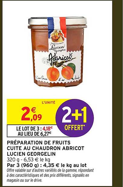 PRÉPARATION DE FRUITS CUITE AU CHAUDRON ABRICOT LUCIEN GEORGELIN