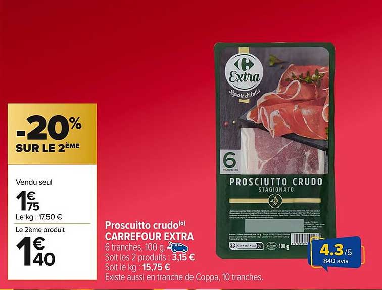 Prosciutto crudo Carrefour Extra