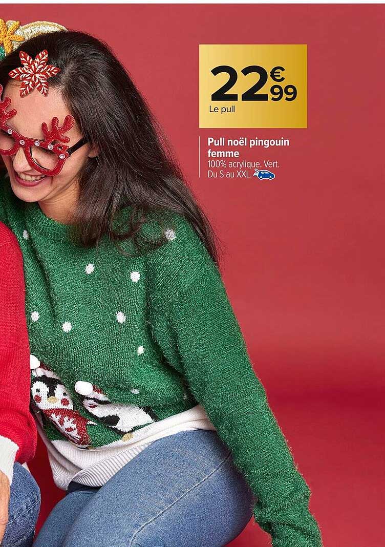 Pull noël pingouin femme