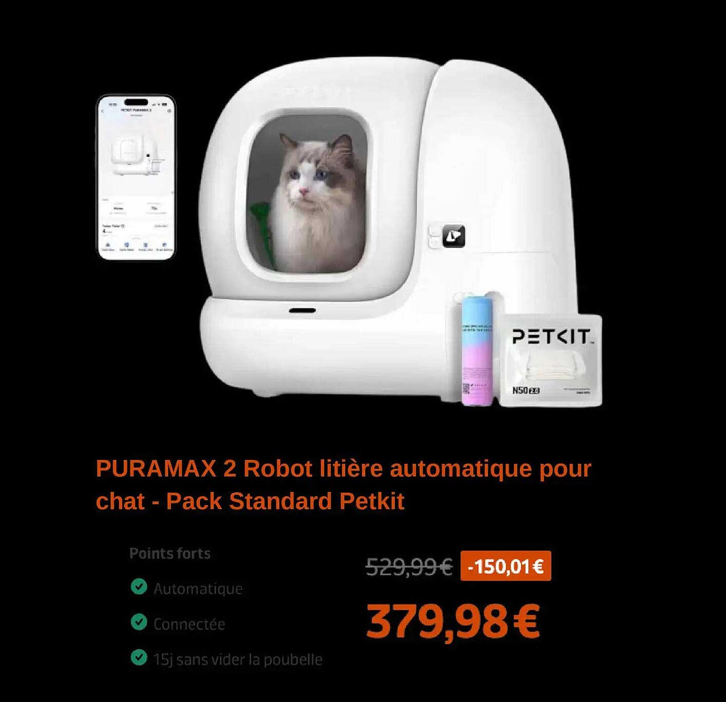 PURAMAX 2 Robot litière automatique pour chat - Pack Standard Petkit