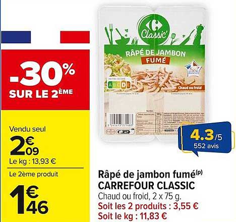 Râpé de jambon fumé(®) CARREFOUR CLASSIC