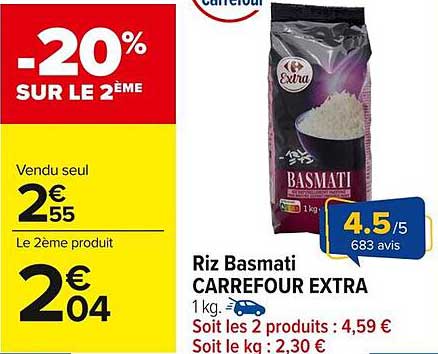 Riz Basmati CARREFOUR EXTRA 1 kg