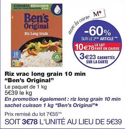 Riz vrac long grain 10 min "Ben's Original"