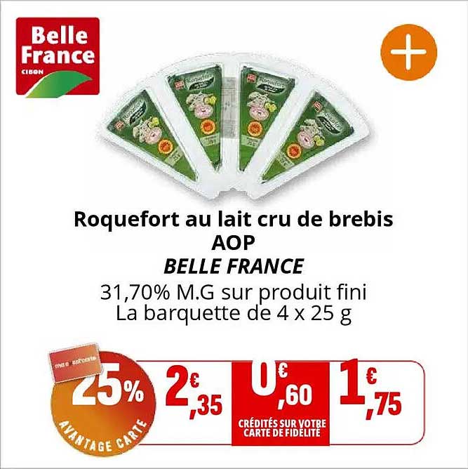 Roquefort au lait cru de brebis AOP BELLE FRANCE