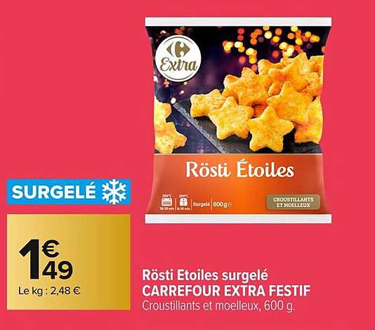 Rösti Etoiles surgelé CARREFOUR EXTRA FESTIF
