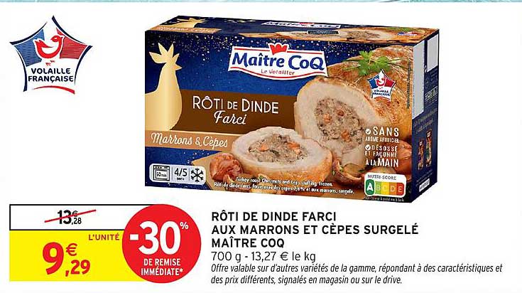 RÔTI DE DINDE FARCIE AUX MARRONS ET CÈPES SURGEL MAÎTRE COQ