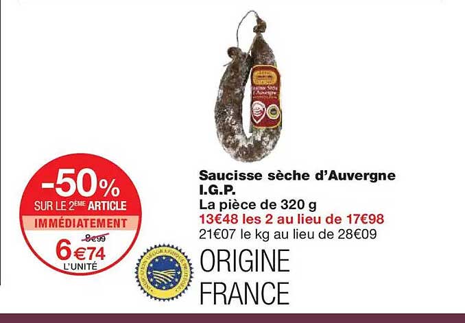 Saucisse sèche d’Auvergne I.G.P.