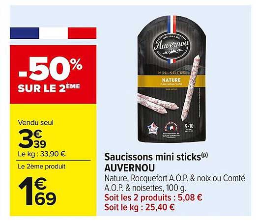 Saucissons mini sticks AUVERNOU