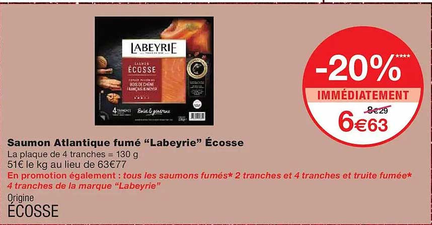 Saumon Atlantique fumé “Labeyrie” Écosse