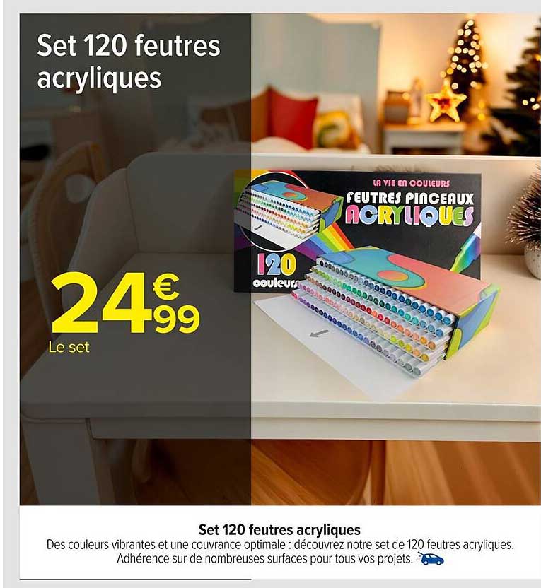Set 120 feutres acryliques