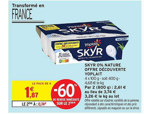 SKYR 0% NATURE OFFRE DÉCOUVERTE YOPLAIT