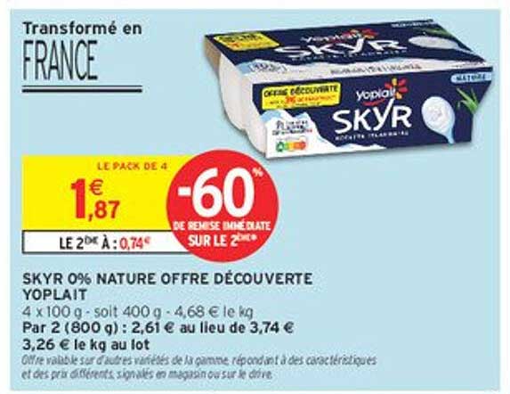 SKYR 0% NATURE OFFRE DÉCOUVERTE YOPLAIT