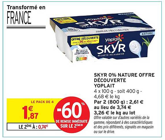 SKYR 0% NATURE OFFRE DÉCOUVERTE YOPLAIT