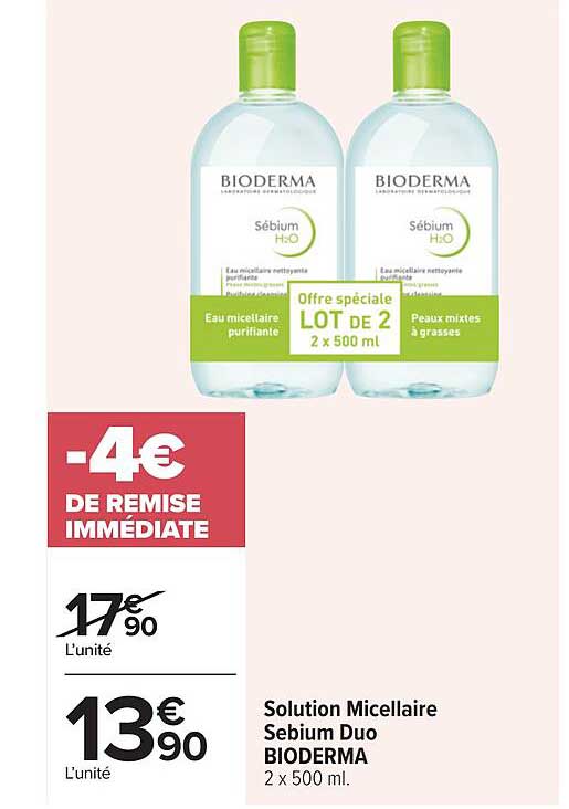 Solution Micellaire Sebium Duo BIODERMA 2 x 500 ml