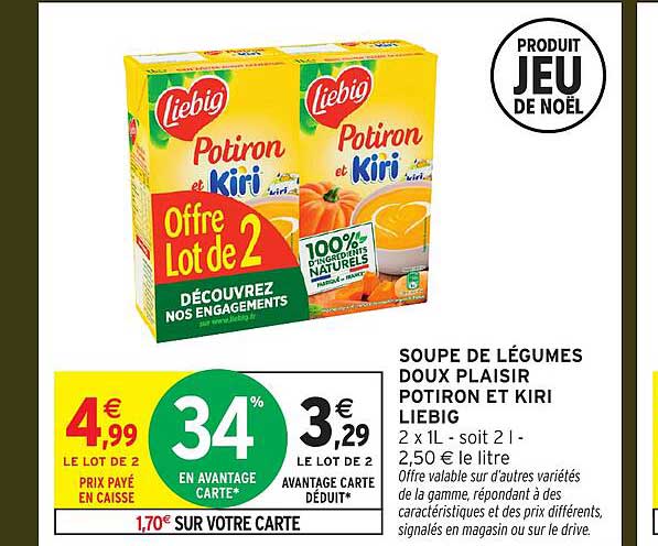 SOUPES DE LÉGUMES DOUX PLAISIR POTIRON ET KIRI LIEBIG