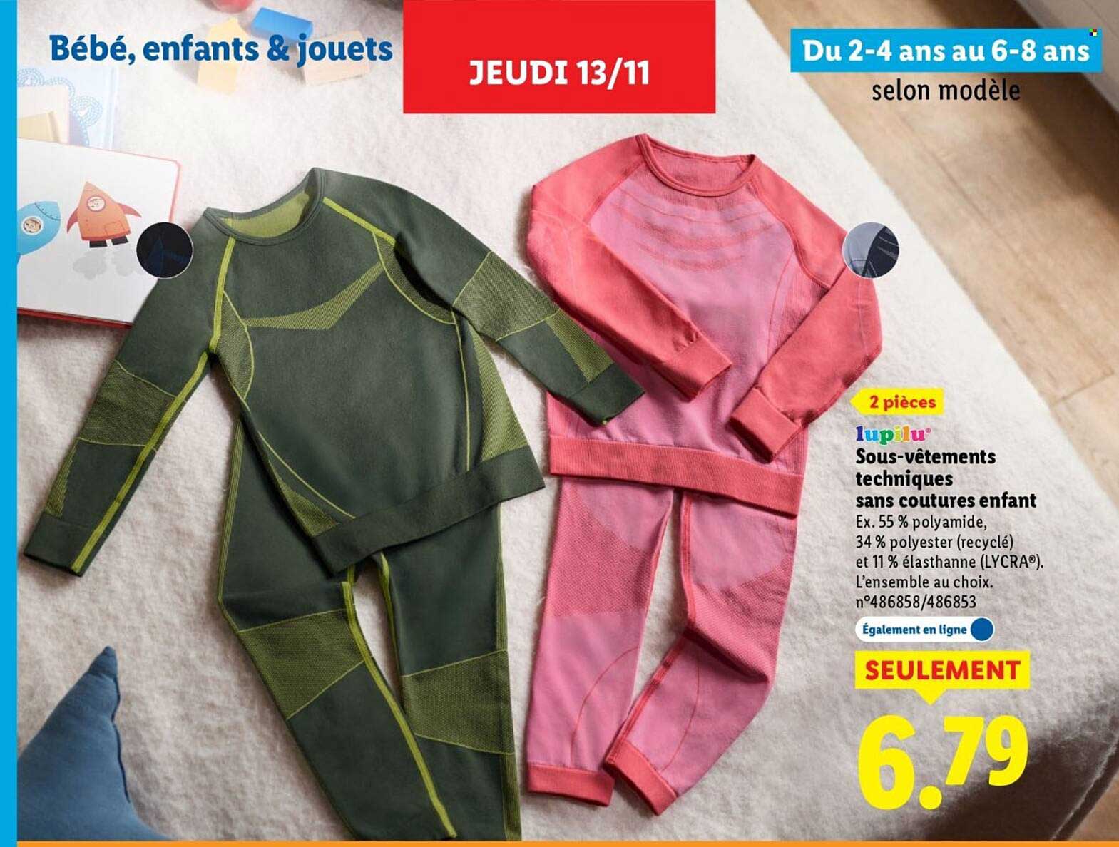 Sous-vêtements techniques sans coutures enfant