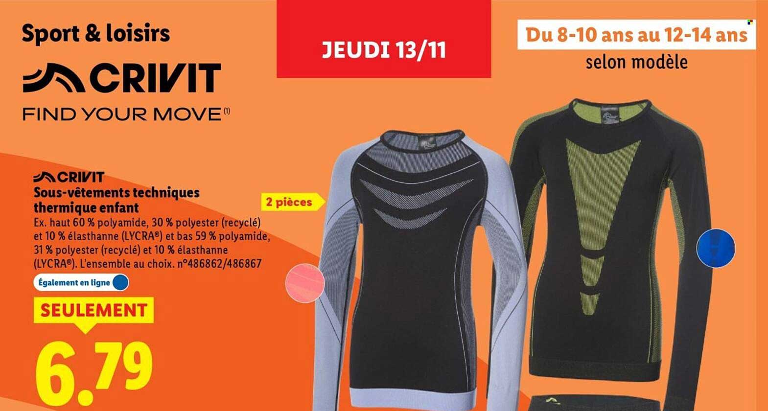 Sous-vêtements techniques thermique enfant