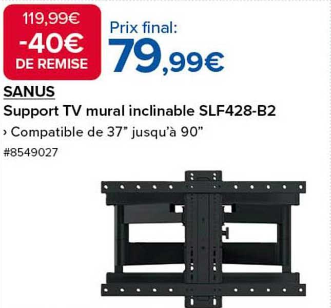 Support TV mural inclinable SLF428-B2