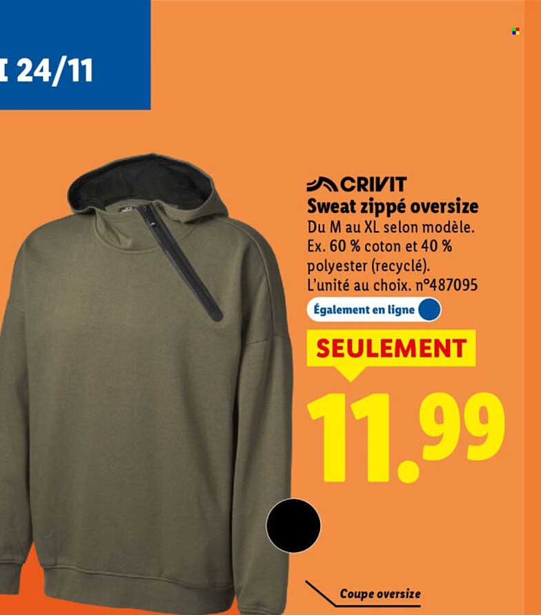 Sweat zippé oversize