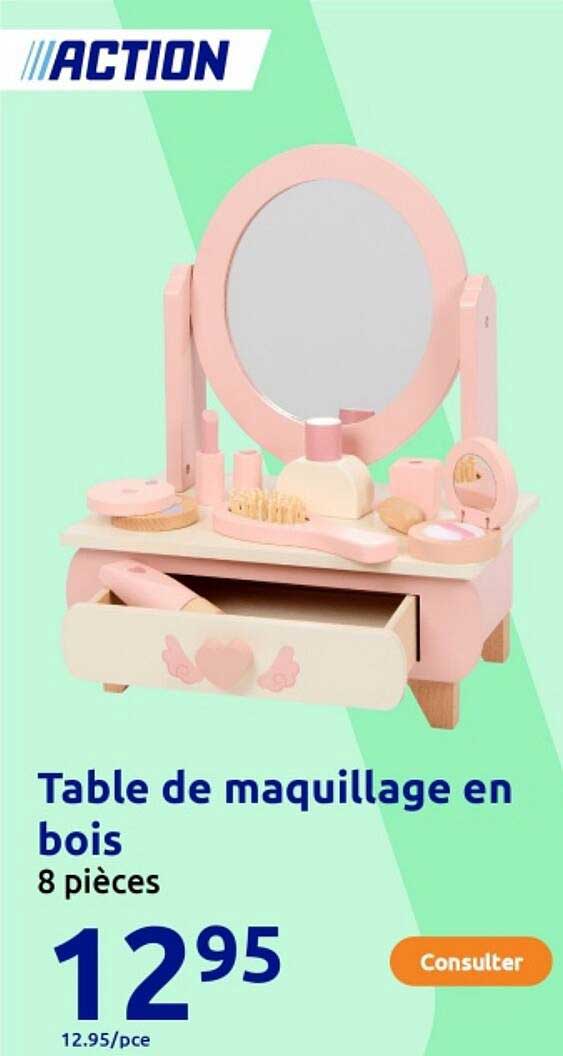 Table de maquillage en bois