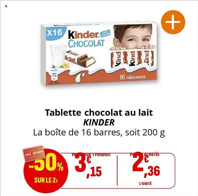 Tablette chocolat au lait KINDER