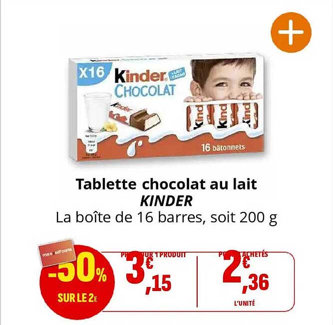 Tablette chocolat au lait KINDER