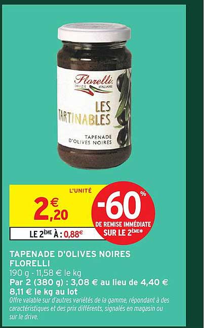 TAPENADE D'OLIVES NOIRES FLORELLI