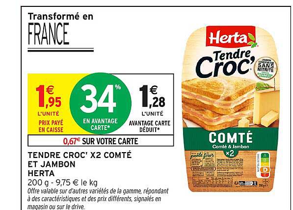TENDRE CROC' X2 COMTÉ ET JAMBON