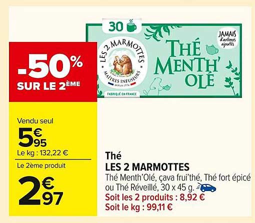 Thé Les 2 Marmottes - Thé Menth'Olé