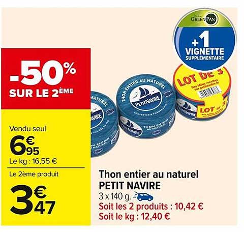 Thon entier au naturel PETIT NAVIRE