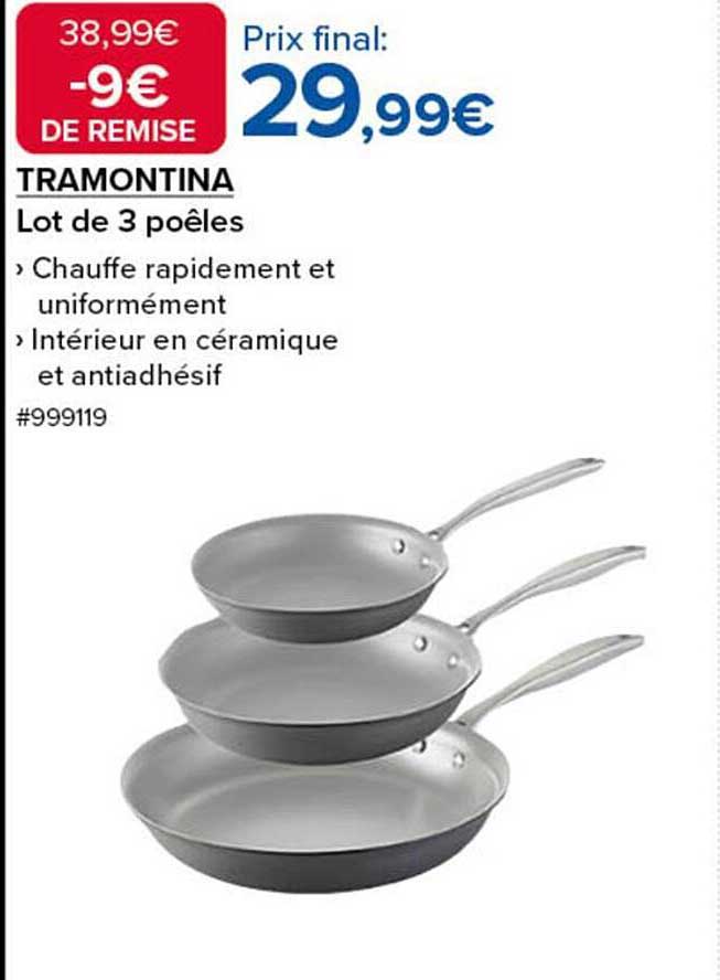 TRAMONTINA Lot de 3 poêles
