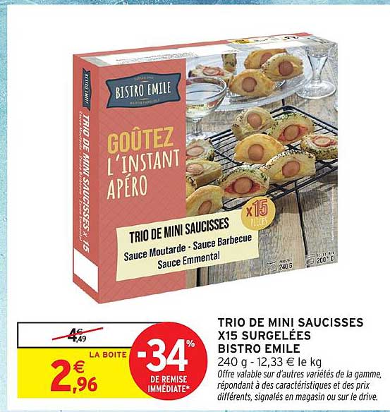 TRIO DE MINI SAUCISSES X15 SURGELÉES BISTRO ÉMILE