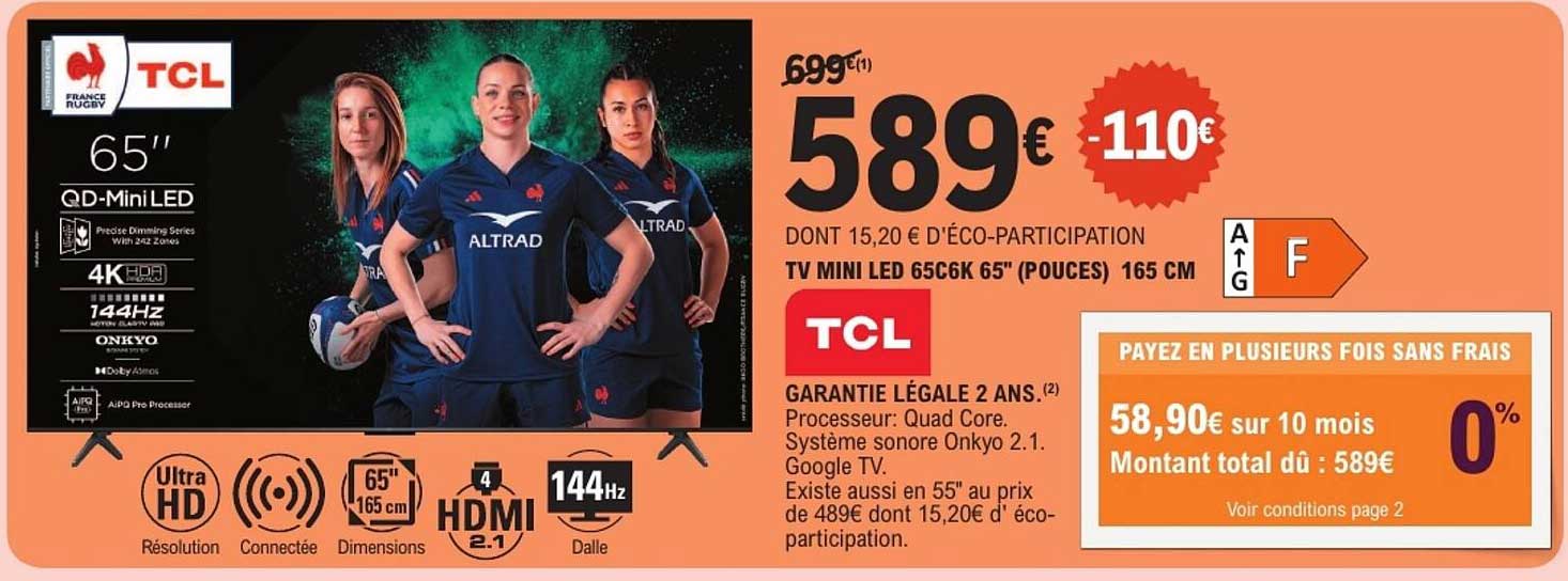 TV MINI LED 65C6K 65" (POUCES) 165 CM