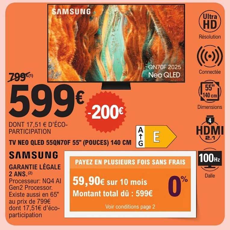 TV NEO QLED 55QN70F 55" (POUCES) 140 CM