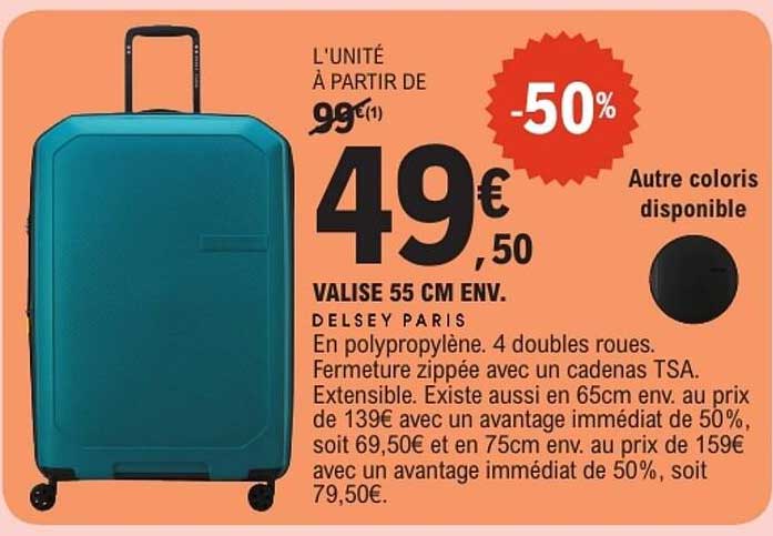 VALISE 55 CM ENV. Delsey Paris