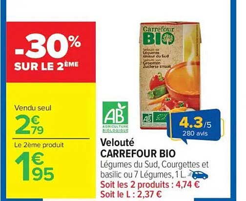Velouté CARREFOUR BIO